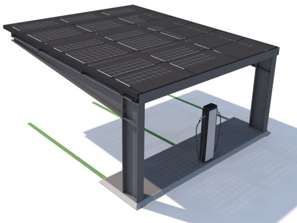 Dobbelt Solcellecarport med plads til 2 biler - Megasol Wingport
