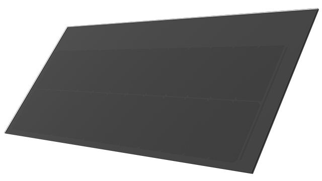 Megasol MATCH Slate - integrerede solcelleelementer i skifer-look til tag & facade 49 Cell matrix: 2 x 12 HC-Zellen (HC24)
Grid dimension: 380 x 1086 mm