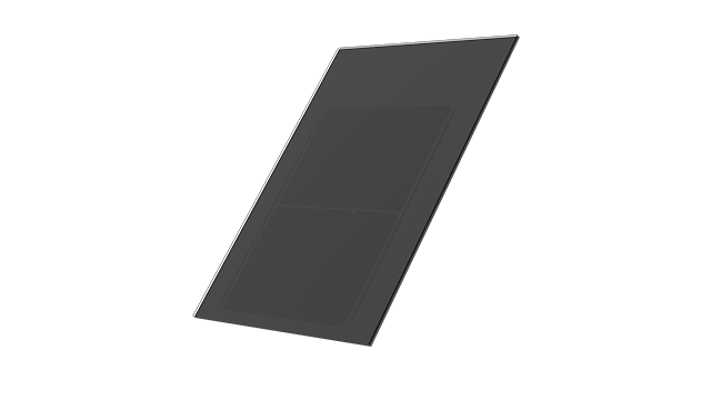 Megasol MATCH Slate - integrerede solcelleelementer i skifer-look til tag & facade 47 Cell matrix: 2 x 3 HC-Zellen (HC6)Grid dimension: 380 x 362 mm